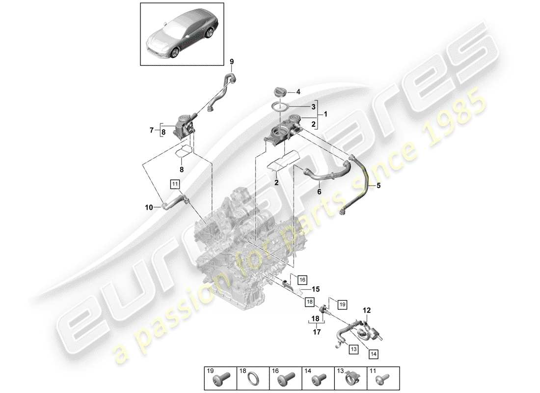 porsche panamera 971 (2017) ventilation for cylinder block part diagram