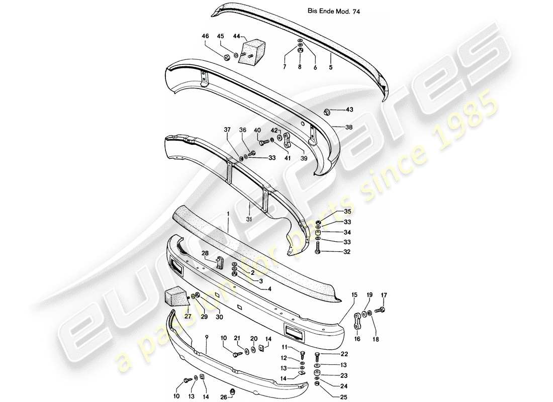 porsche 914 (1974) bumper - d >> - mj 1974 part diagram