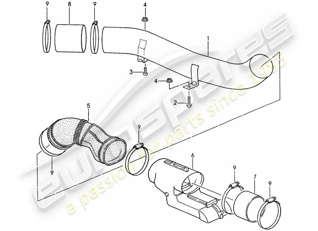 porsche 993 (1998) heating air supply part diagram