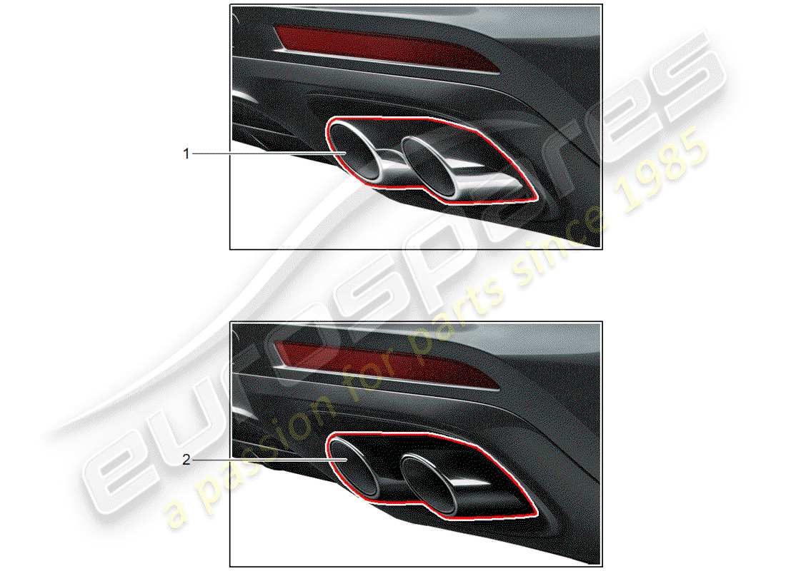 porsche tequipment panamera (2017) tailpipe part diagram