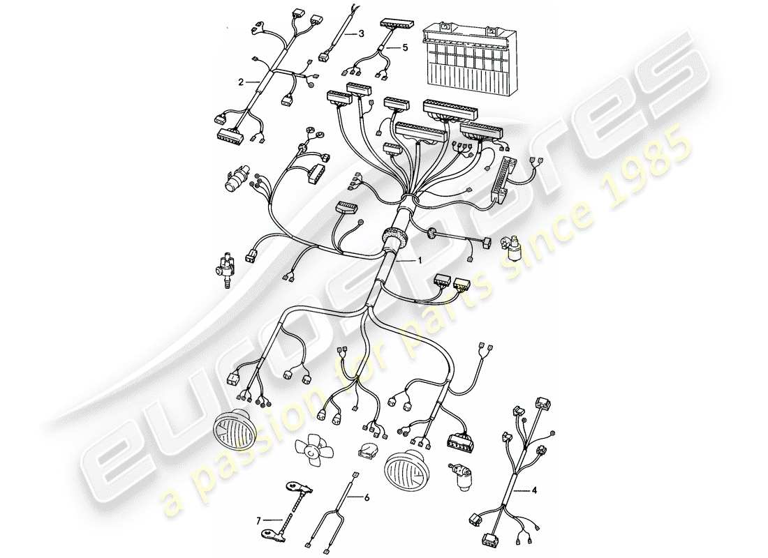 porsche 924 (1977) wiring harnesses - engine bay part diagram