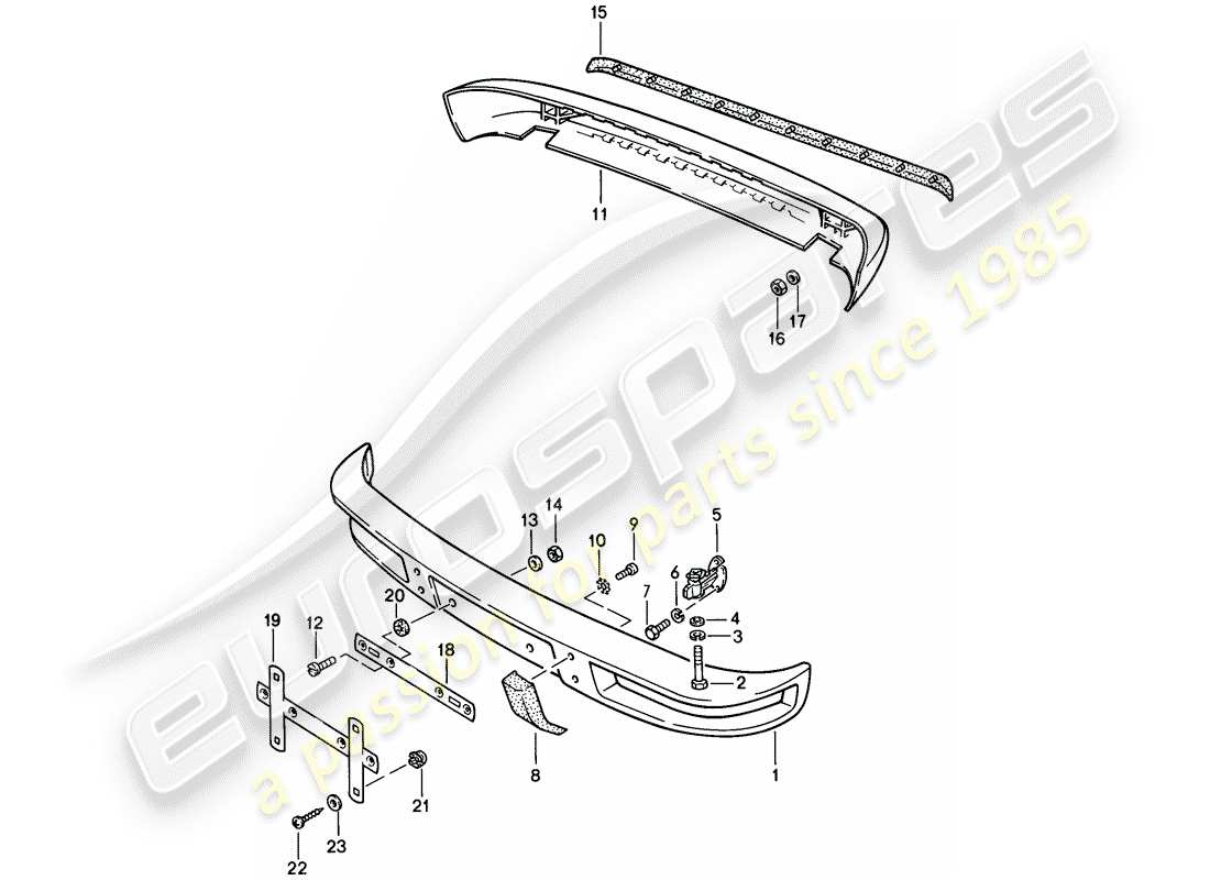 porsche 924 (1978) bumper - without: - buffer part diagram