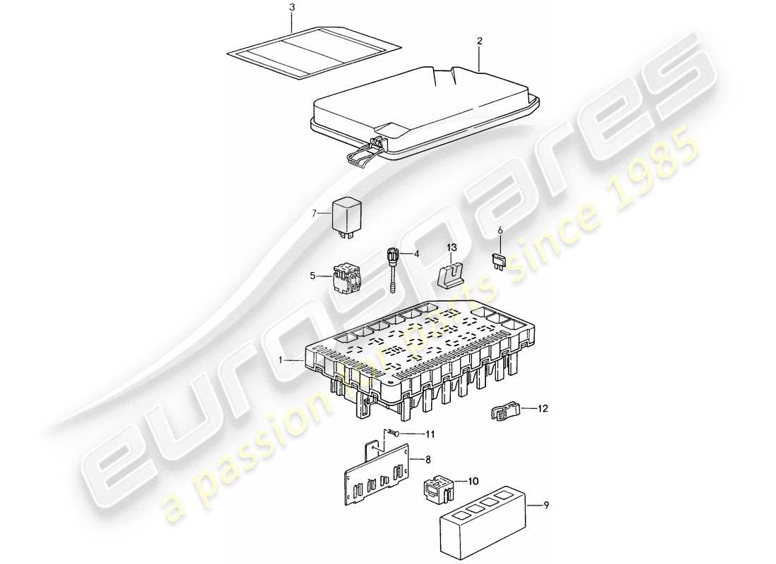 porsche 993 (1996) fuse box/relay plate - see tpi - gr.9 , nr.9 , 07/94 part diagram