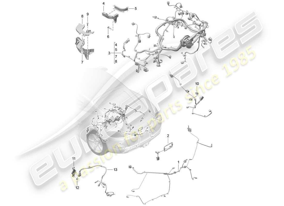 porsche 718 cayman (2020) wiring harnesses part diagram