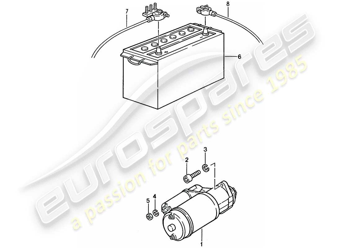 porsche 928 (1990) starter - battery part diagram