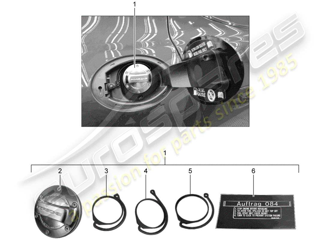 porsche tequipment panamera (2012) cap with retaining strap for part diagram