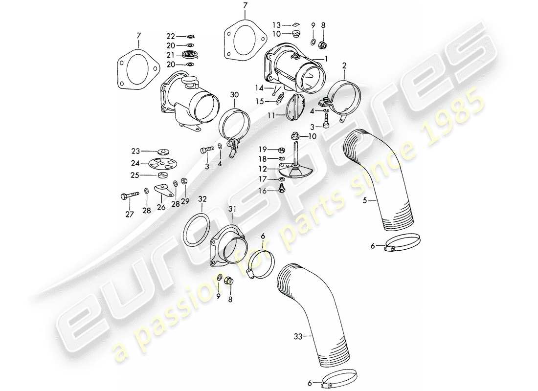 porsche 911/912 (1968) heating air supply part diagram