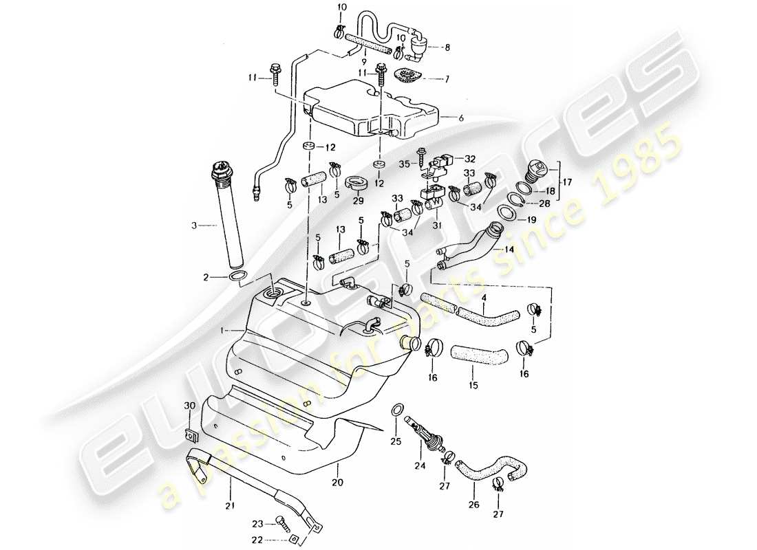 porsche 993 (1996) fuel tank part diagram