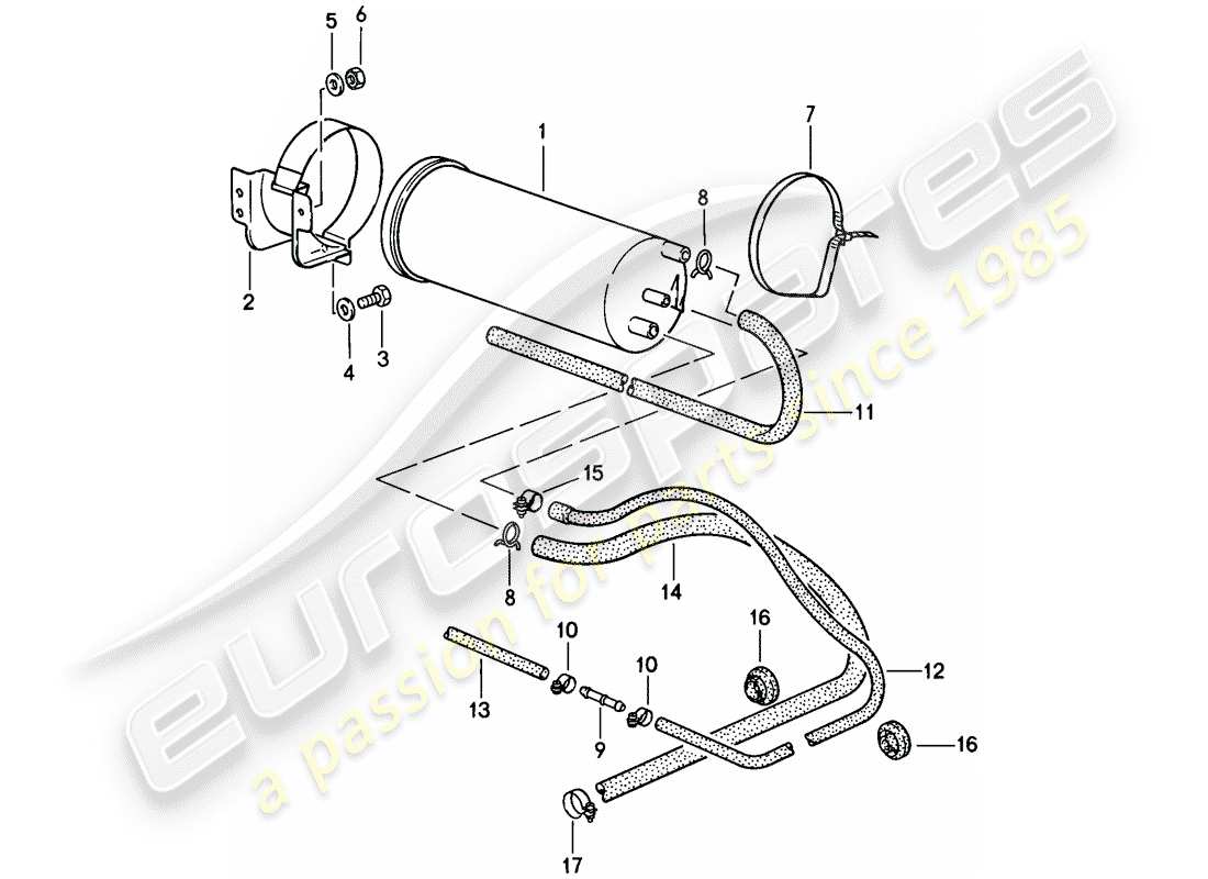 porsche 911 (1986) evaporative emission canister part diagram