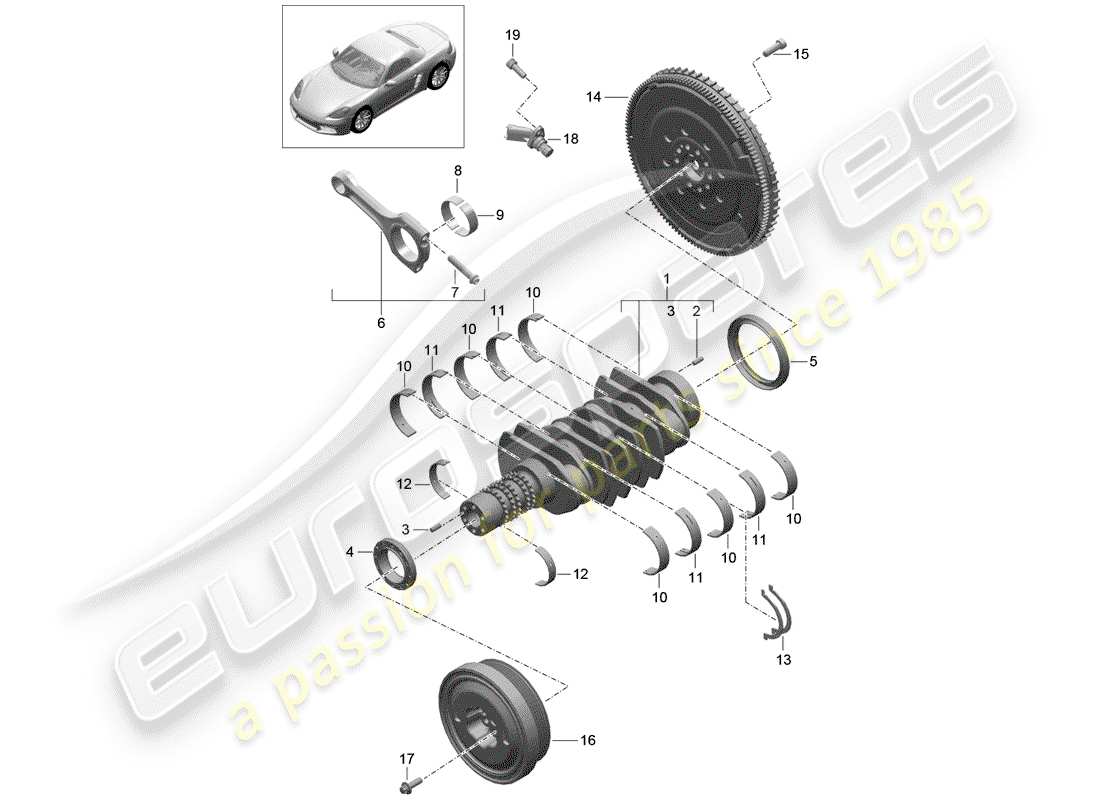 porsche 718 boxster (2017) crankshaft part diagram