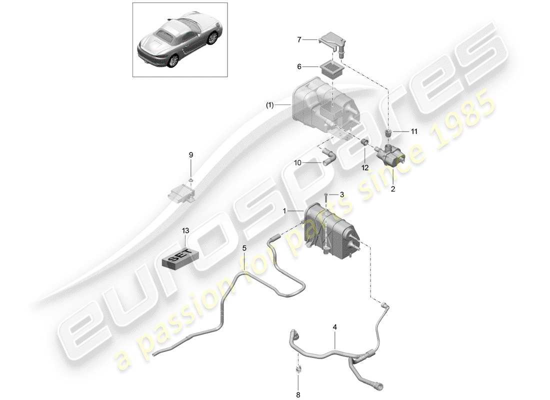 porsche 718 boxster (2017) evaporative emission canister part diagram