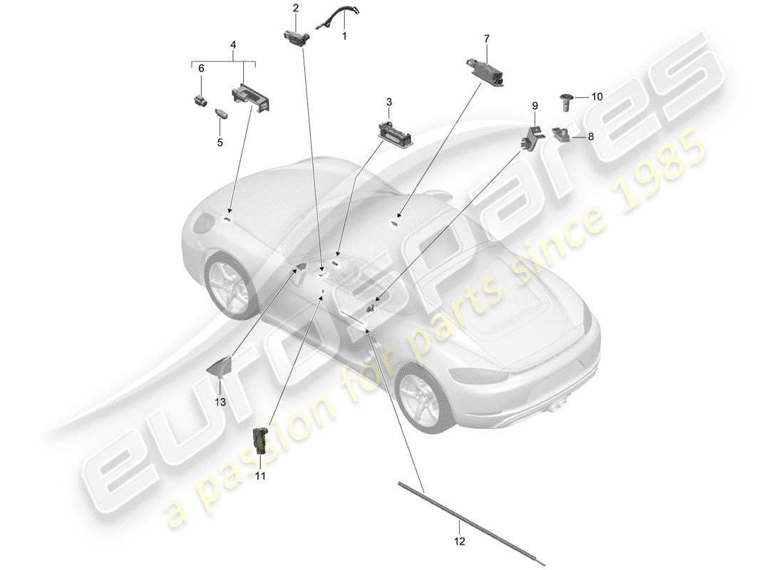 porsche 718 cayman (2020) interior lighting part diagram