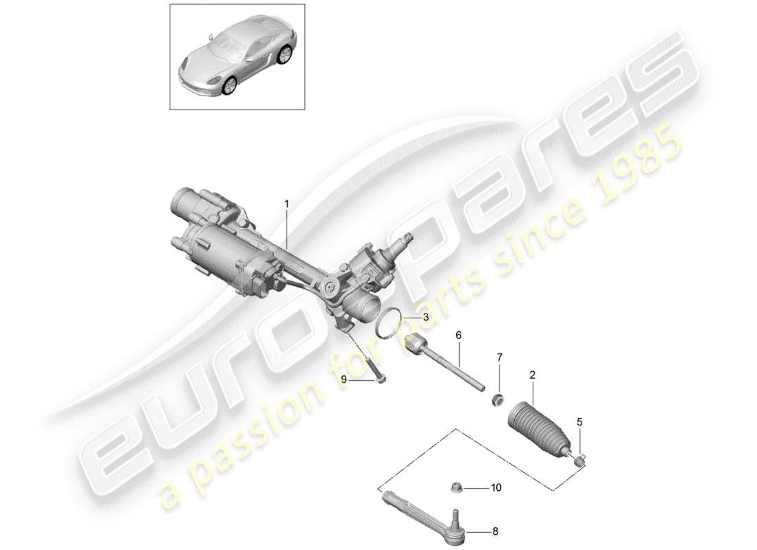 porsche 718 cayman (2020) steering gear part diagram