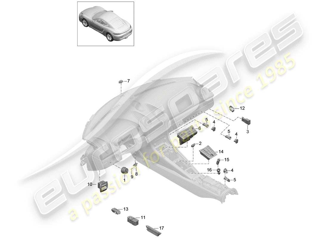 porsche 718 cayman (2020) switch part diagram