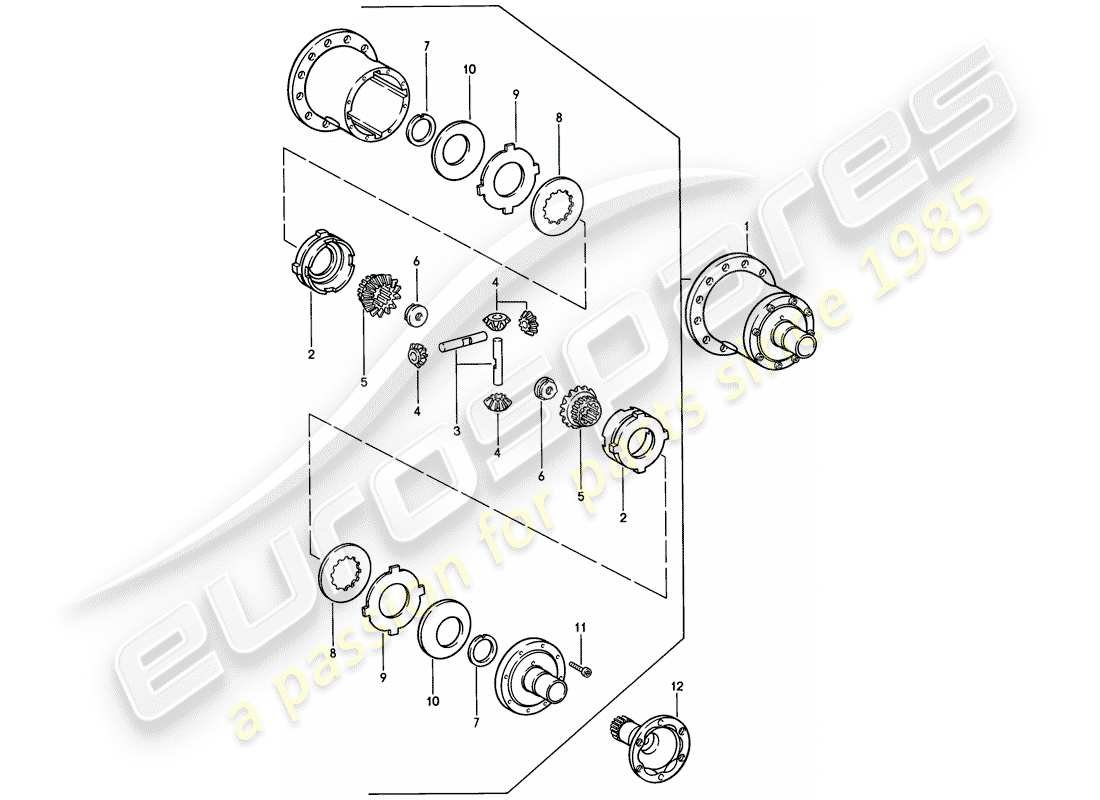 porsche 944 (1983) limited slip differential - for - manual gearbox part diagram