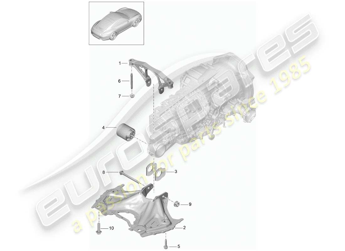 porsche 991 (2013) transmission suspension part diagram