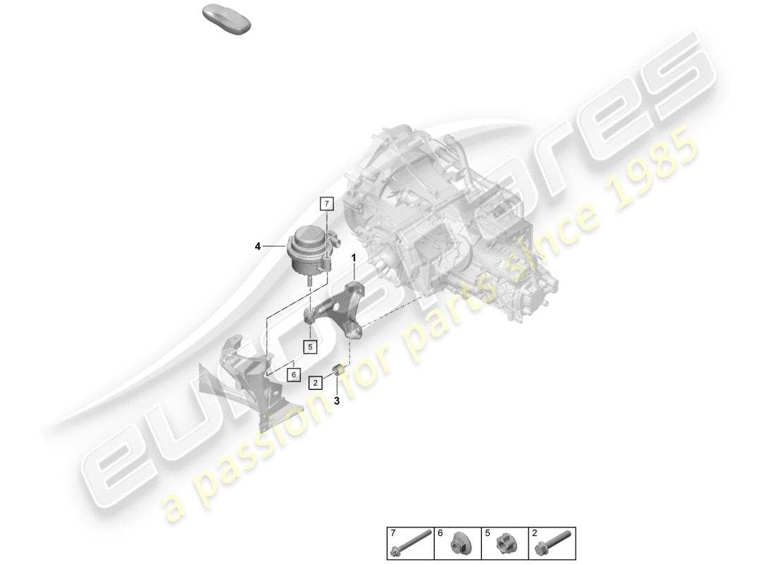 porsche boxster spyder (2019) gearbox mounting part diagram