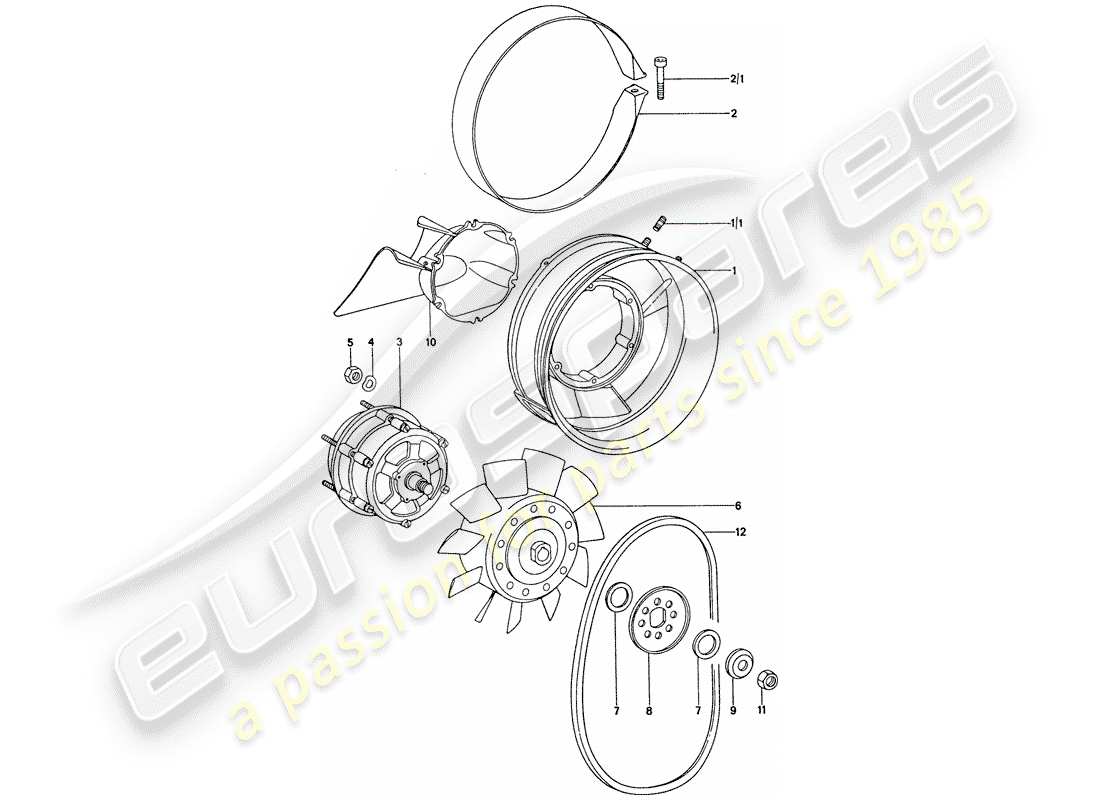 porsche 911 (1977) air cooling part diagram