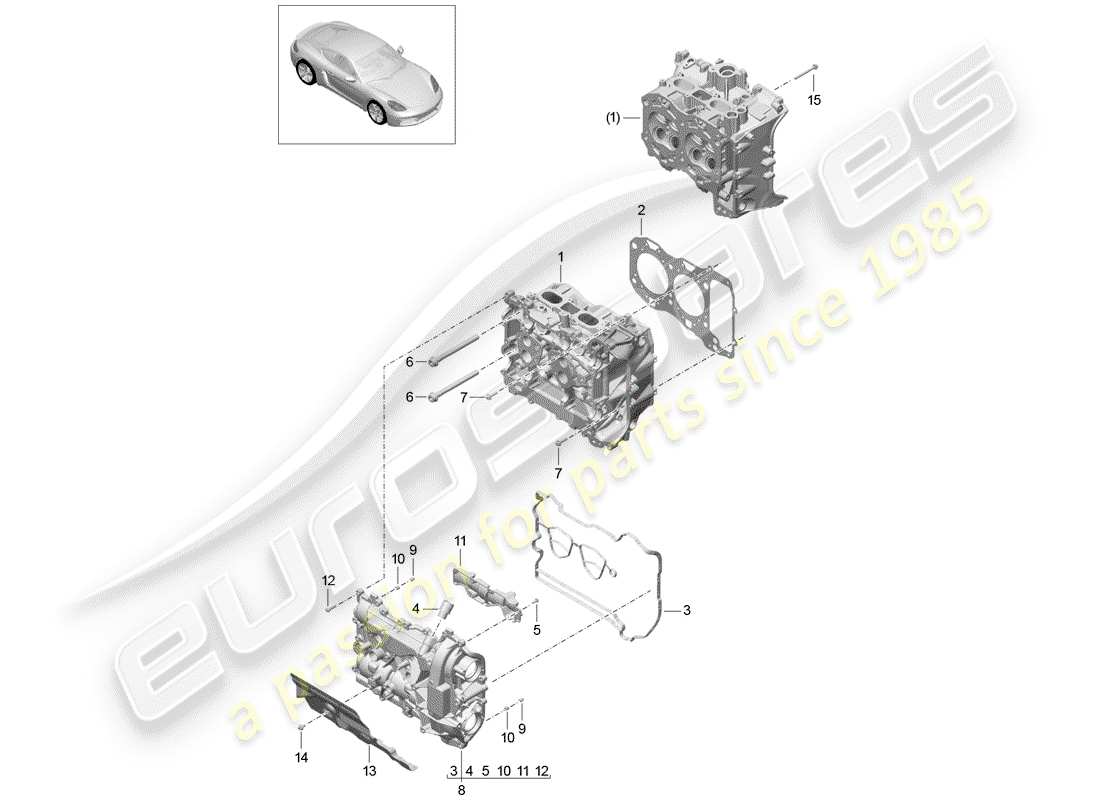 porsche 718 cayman (2020) cylinder head part diagram