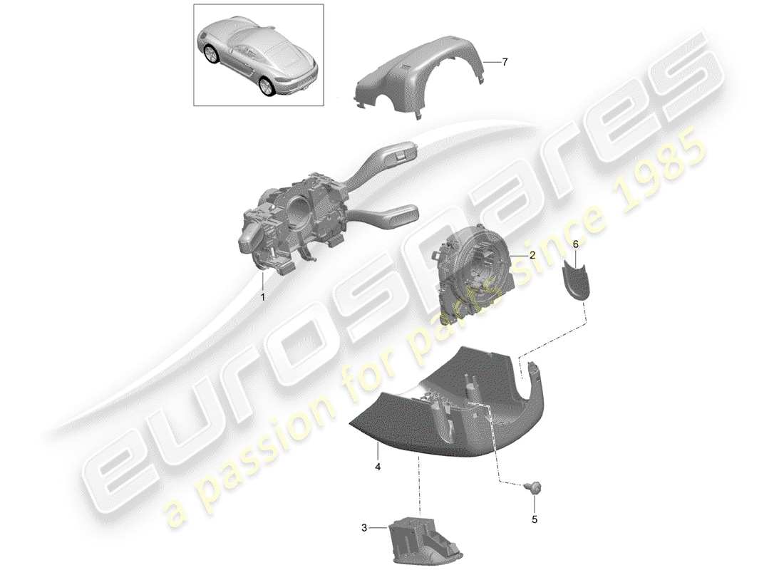 porsche 718 cayman (2020) steering column switch part diagram