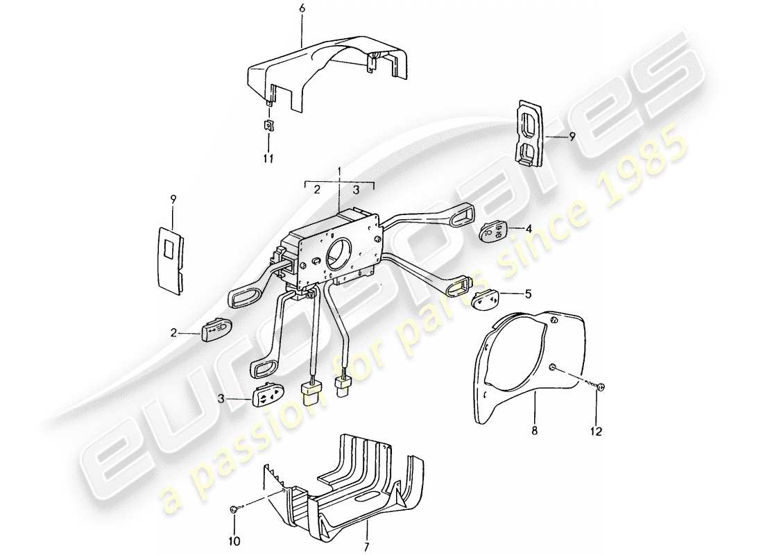 porsche boxster 986 (2001) steering column switch part diagram