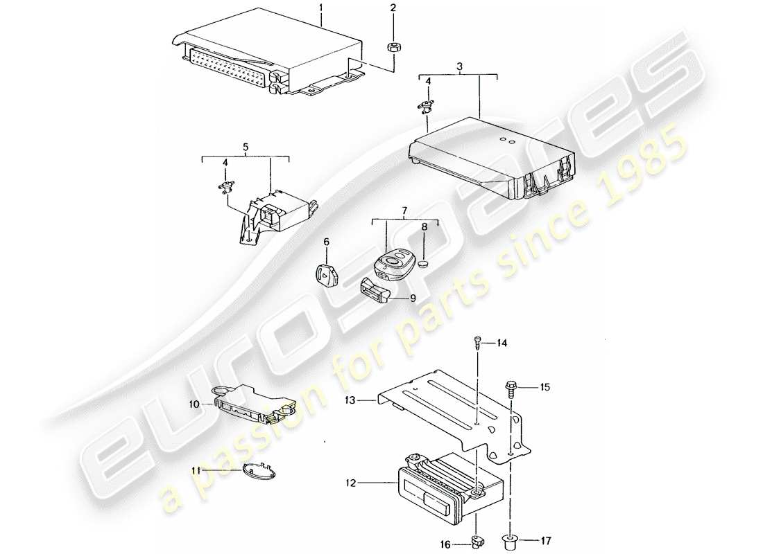 porsche boxster 986 (2001) control units part diagram