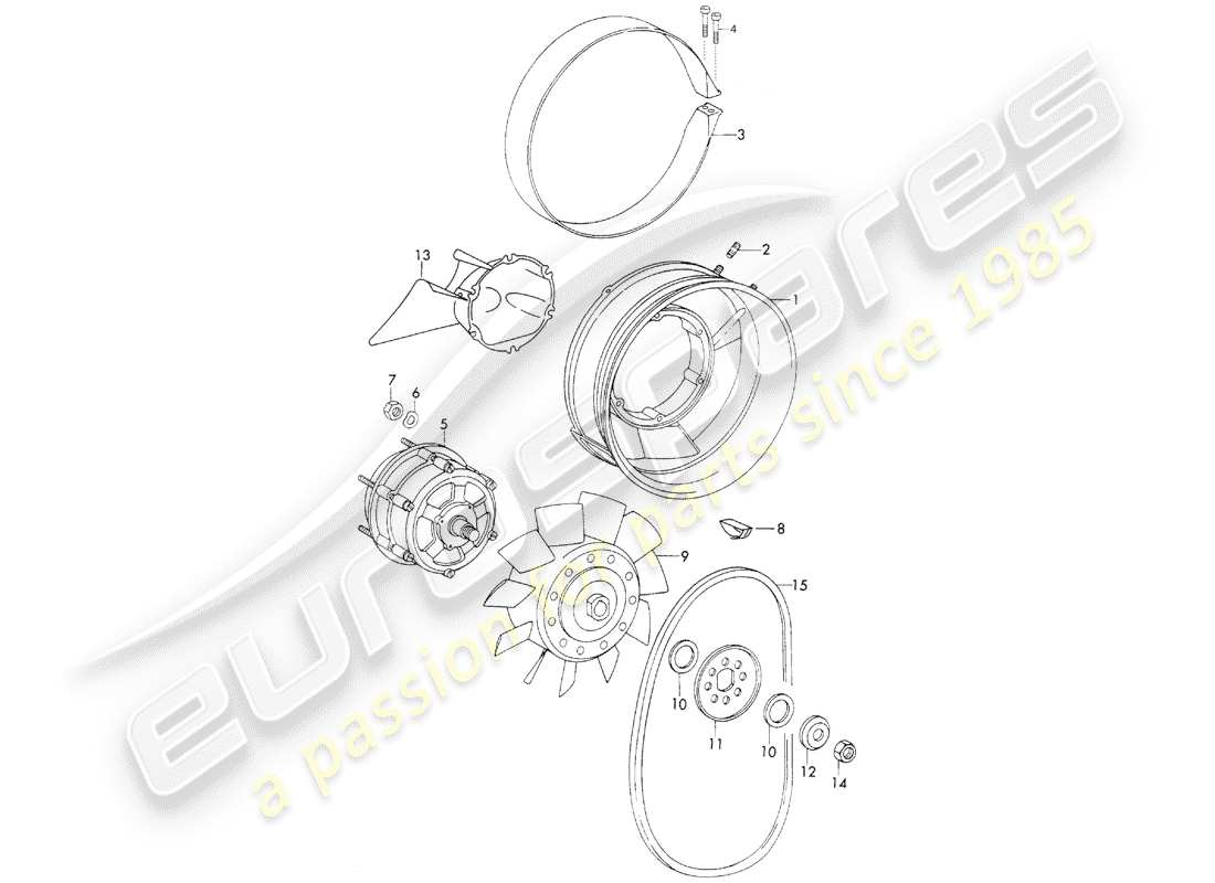 porsche 911 (1973) air cooling part diagram