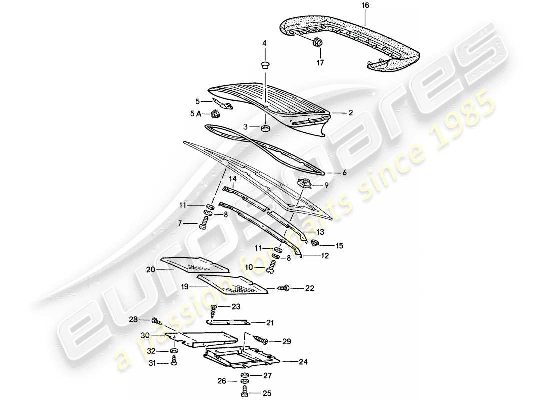 porsche 911 (1986) rear spoiler part diagram