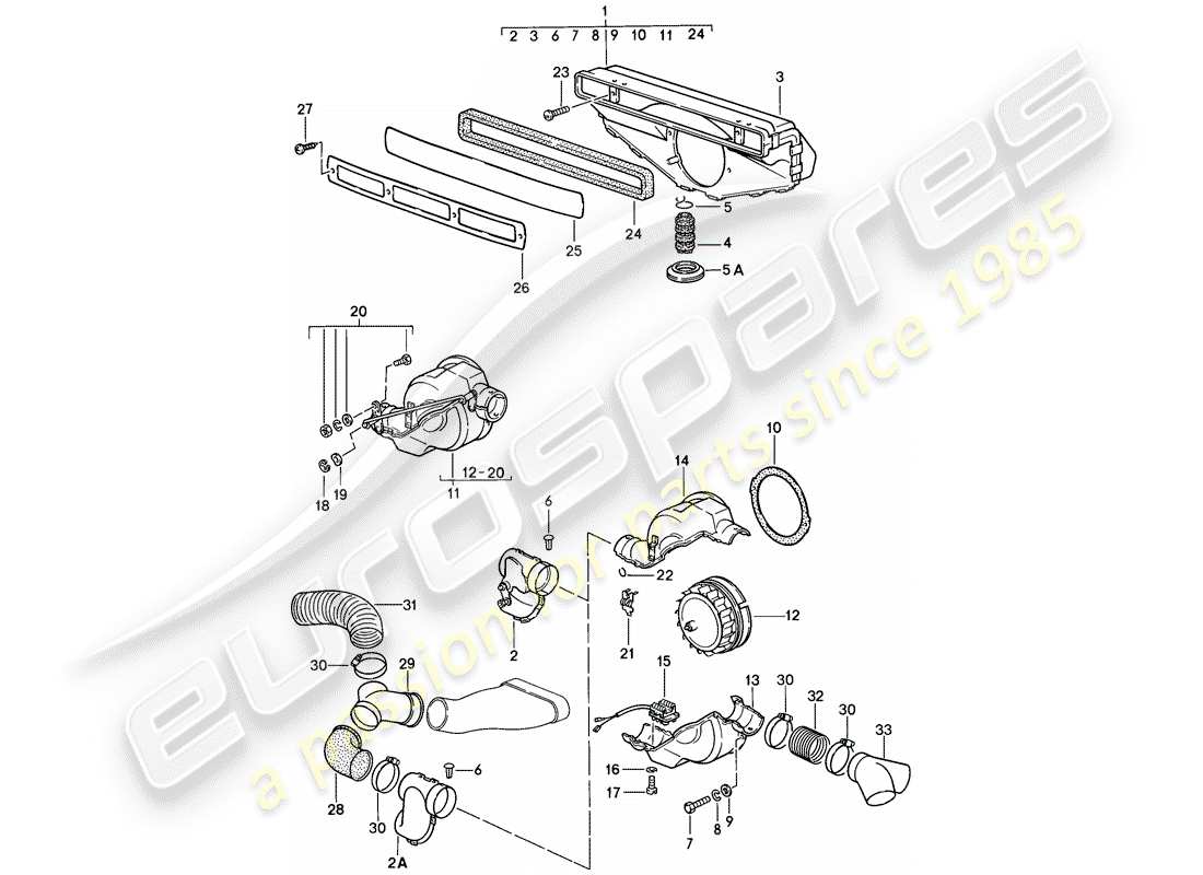 porsche 911 (1986) ventilation - heating system 1 part diagram