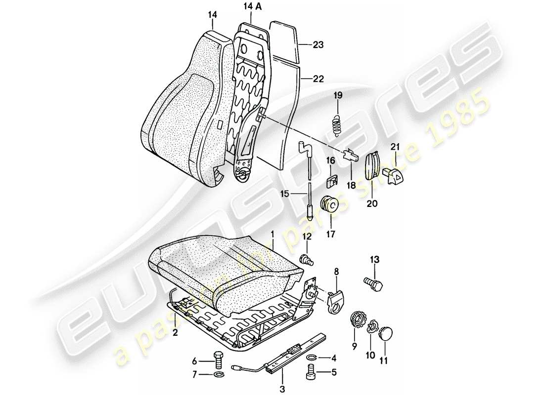 porsche 924s (1987) front seat - single parts - cloth part diagram