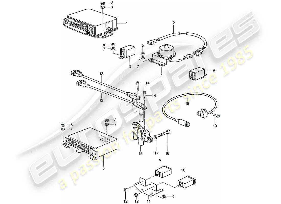 porsche 911 (1987) engine electrics 3 part diagram