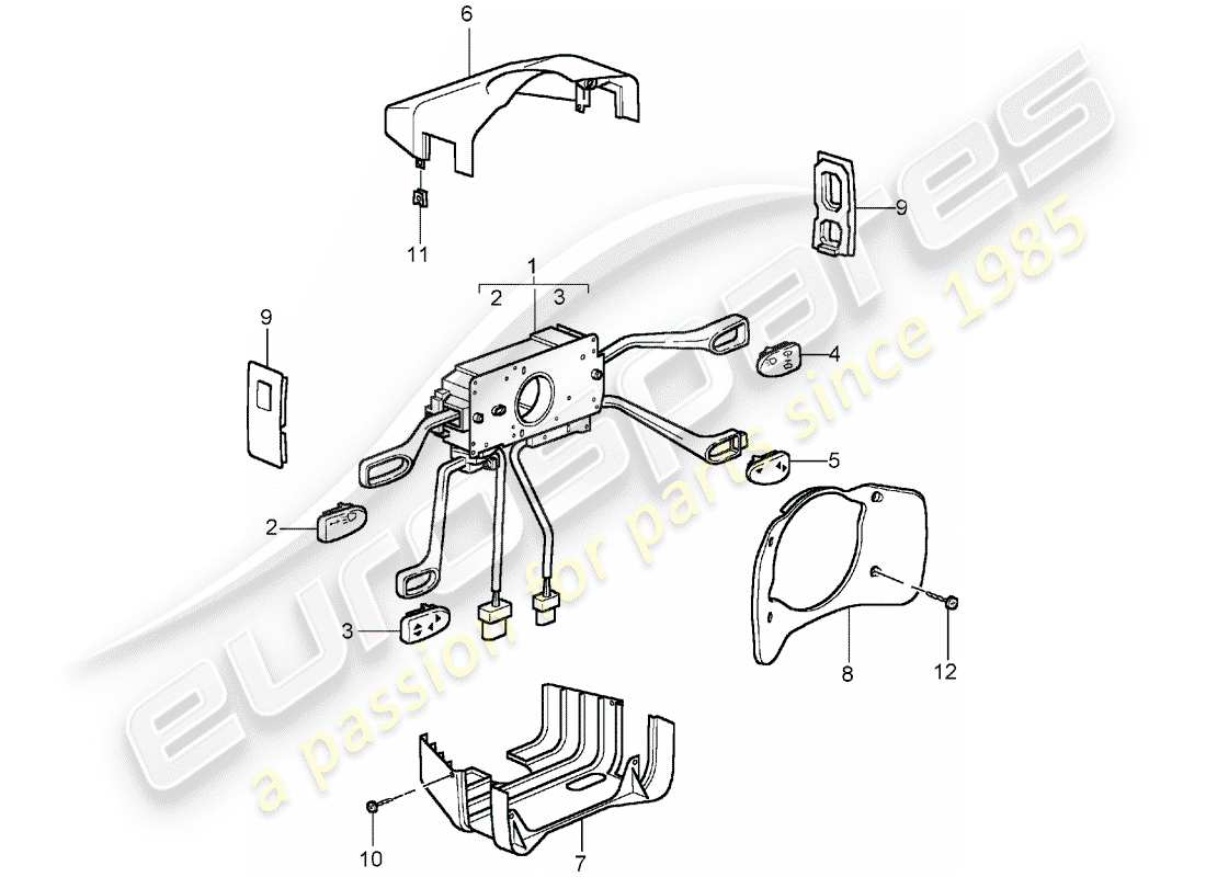 porsche 996 gt3 (2005) steering column switch part diagram