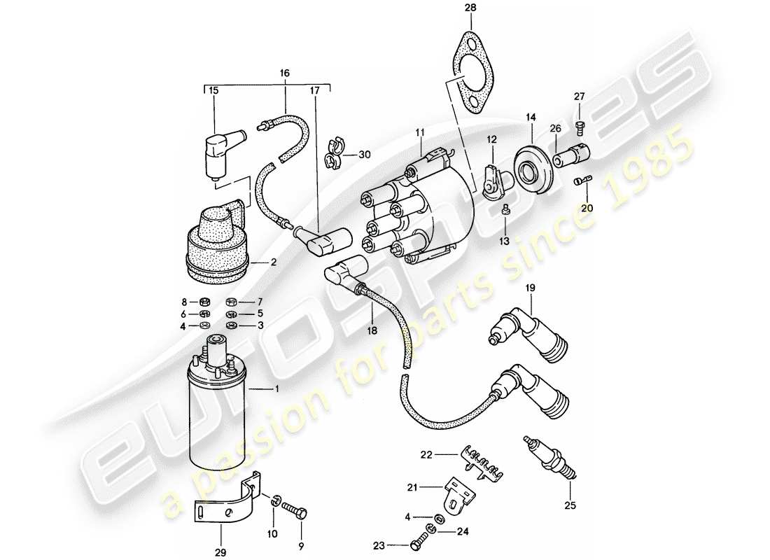 porsche 924s (1988) engine electrics 1 part diagram