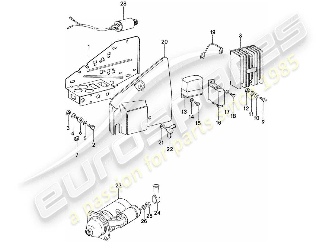 porsche 911 (1977) plate - starter - switch unit part diagram