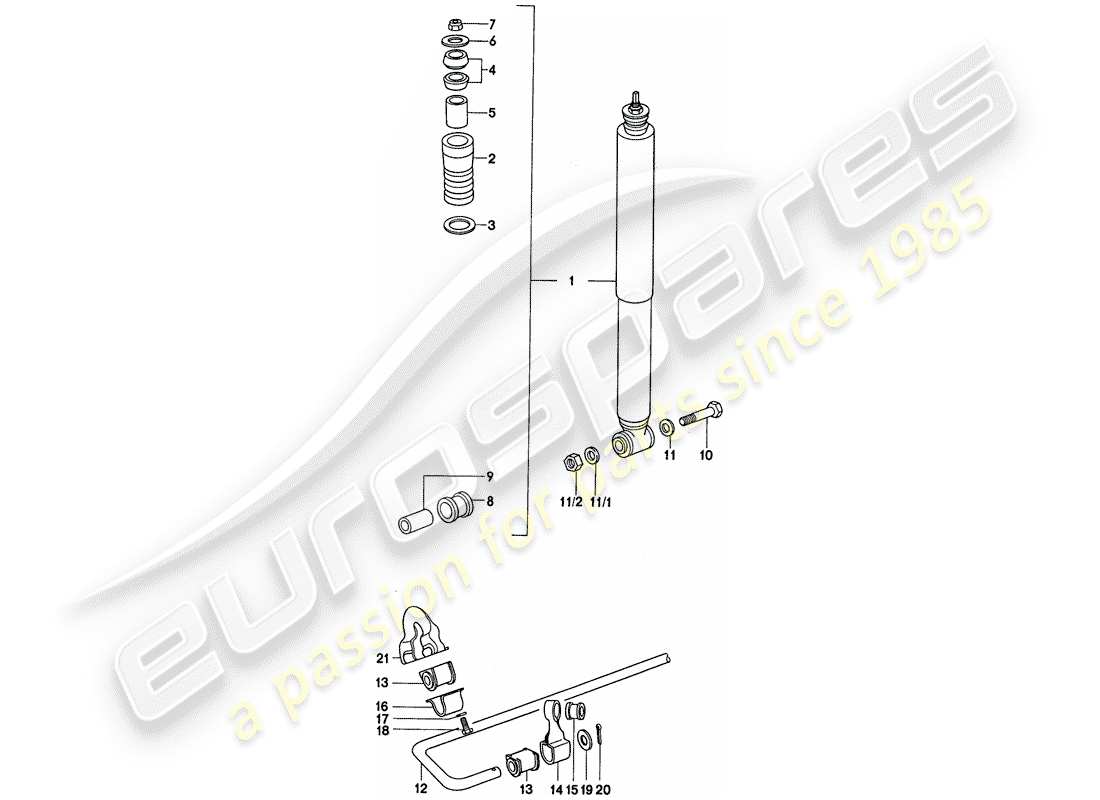 porsche 911 (1977) vibration damper - stabilizer part diagram