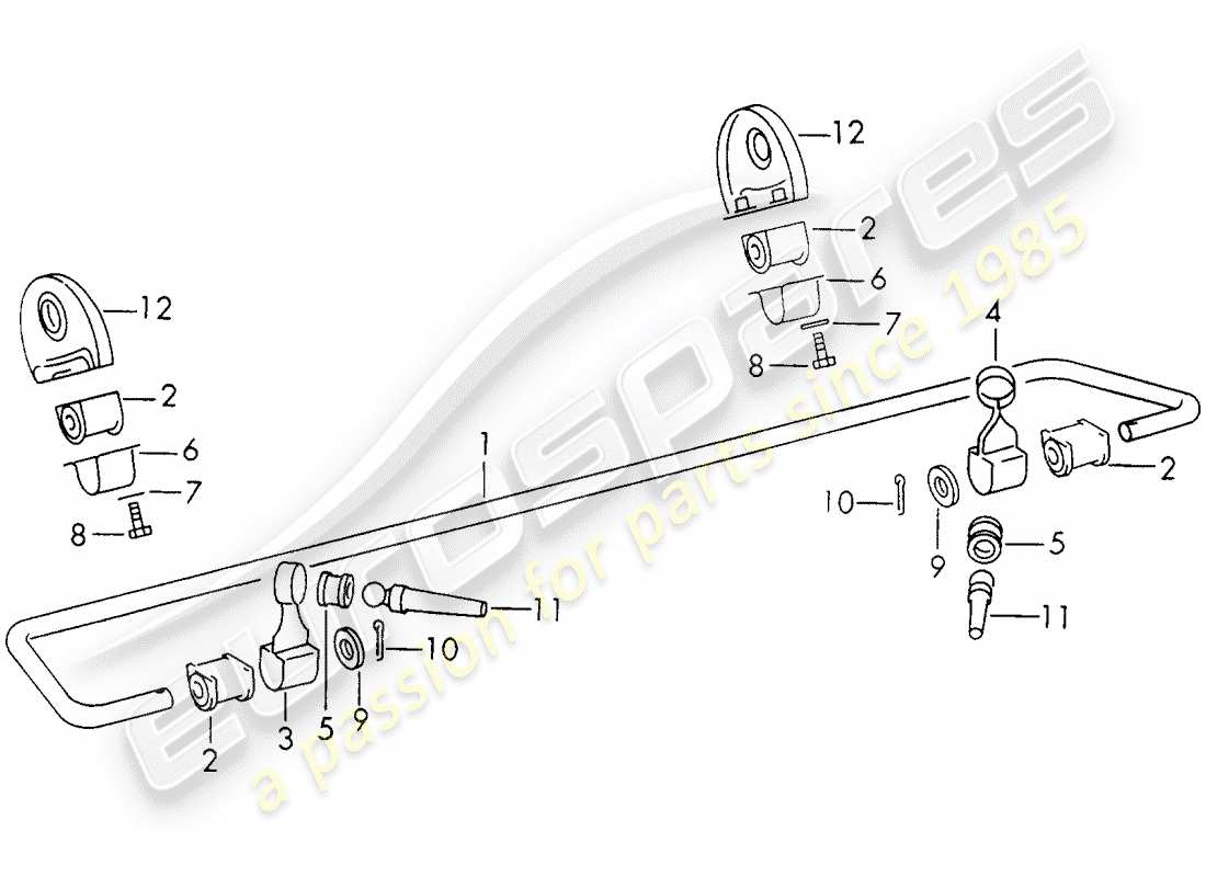 porsche 911 (1973) stabilizer - rear axle part diagram