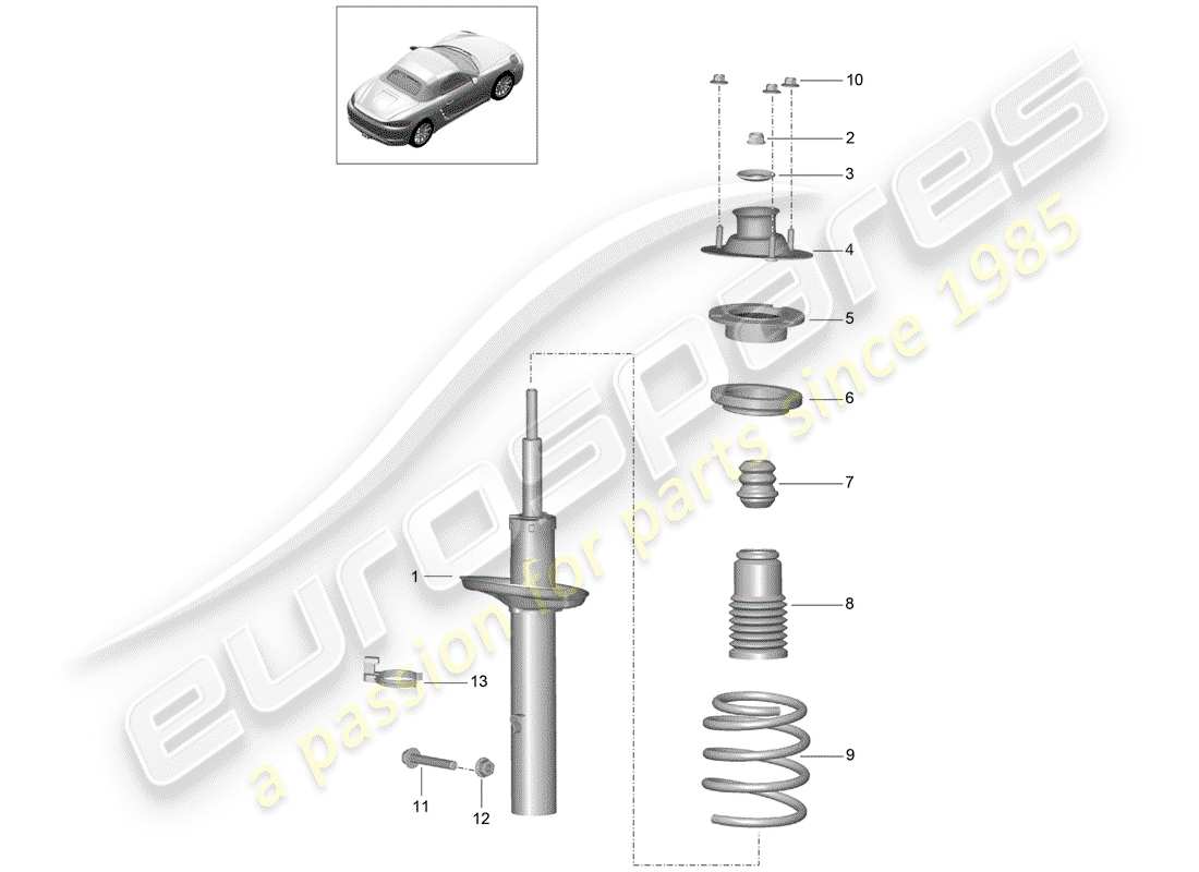 porsche 718 boxster (2018) shock absorber part diagram