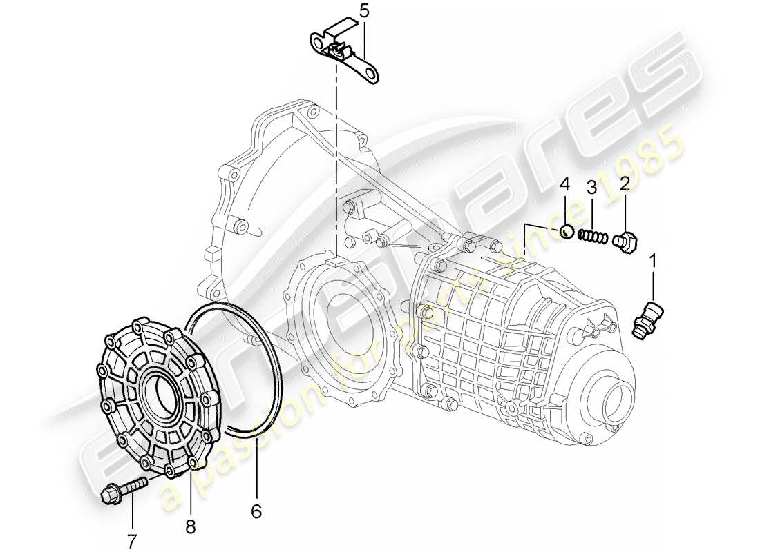 porsche boxster 986 (2001) transmission - single parts - d - mj 2000>> part diagram