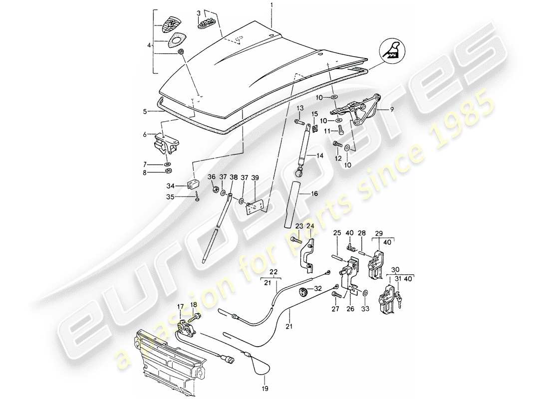 porsche 993 (1996) cover part diagram