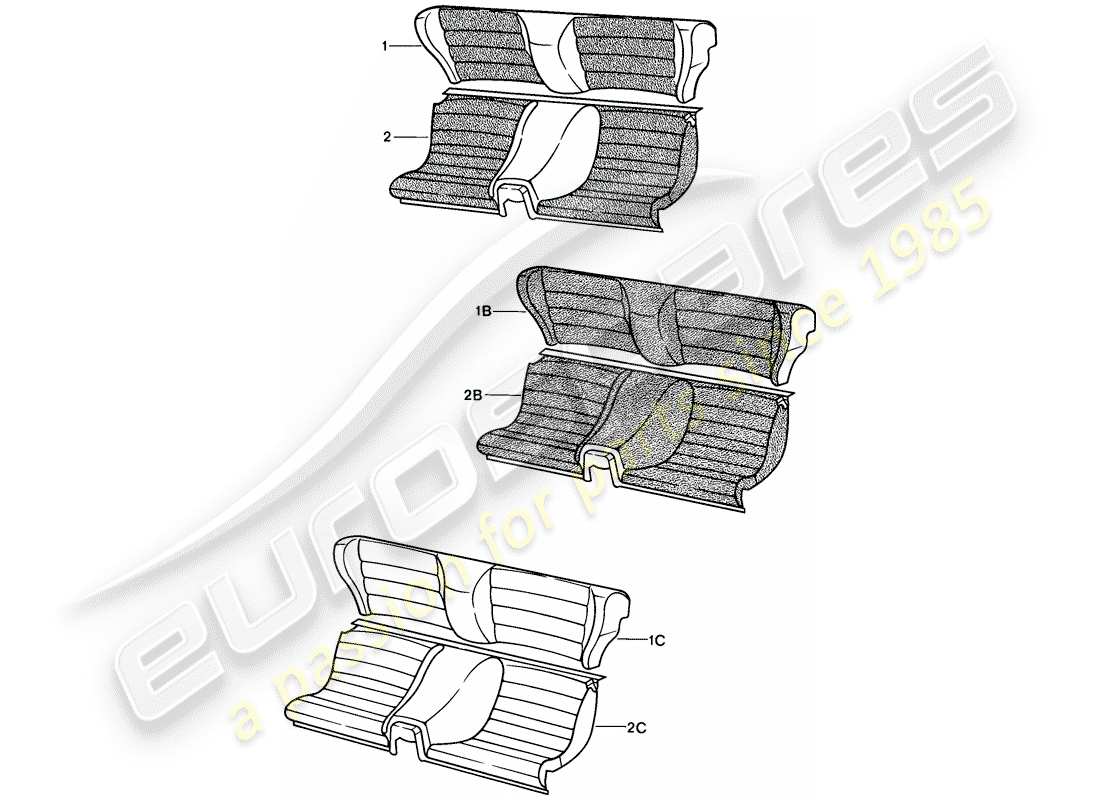 porsche 924s (1987) emergency seat - complete part diagram