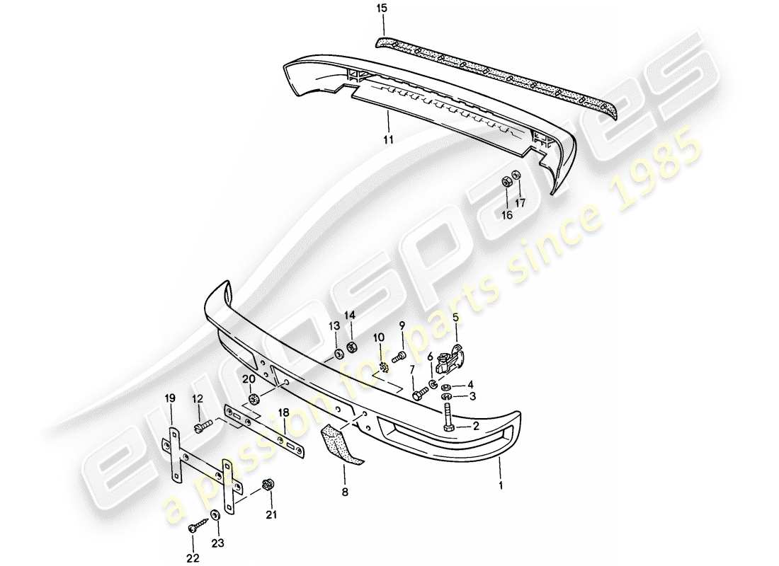 porsche 924s (1987) bumper - without: - buffer part diagram