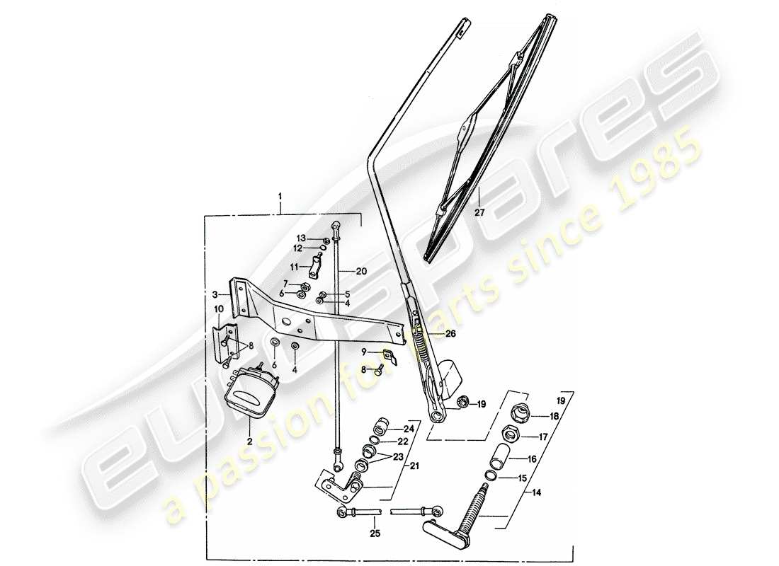 porsche 911 (1977) rear window wiper - d - mj 1976>> part diagram