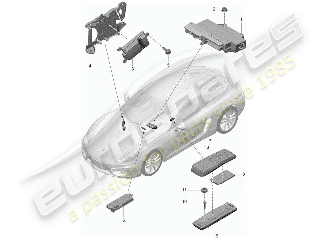 porsche cayman 981 (2014) amplifier part diagram