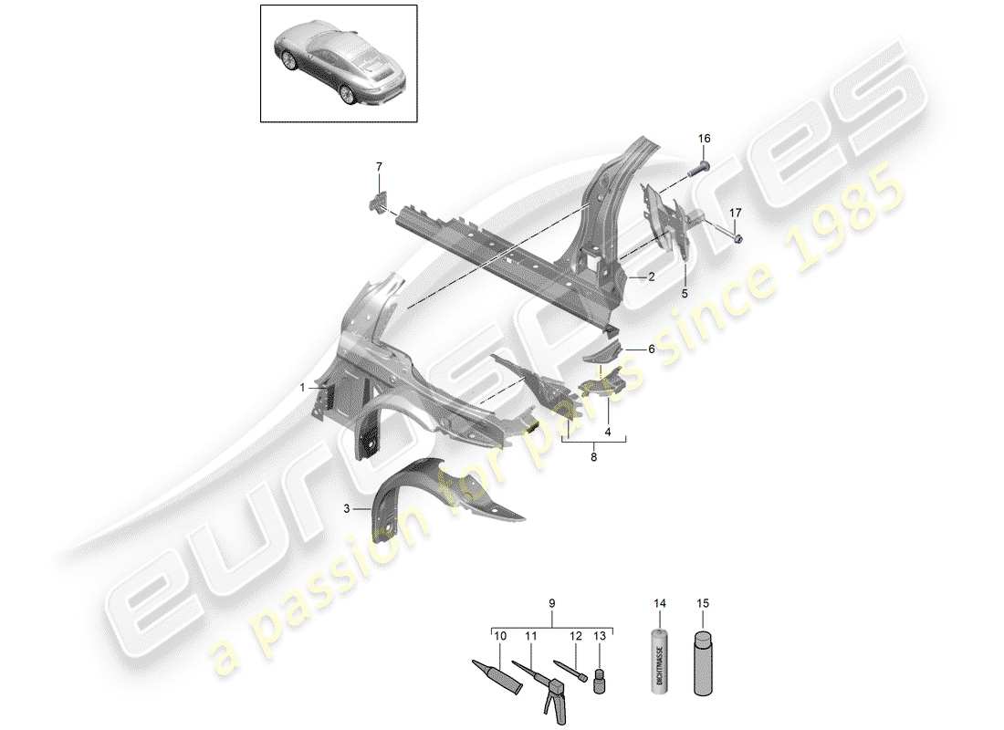 porsche 991 gen. 2 (2018) side panel part diagram