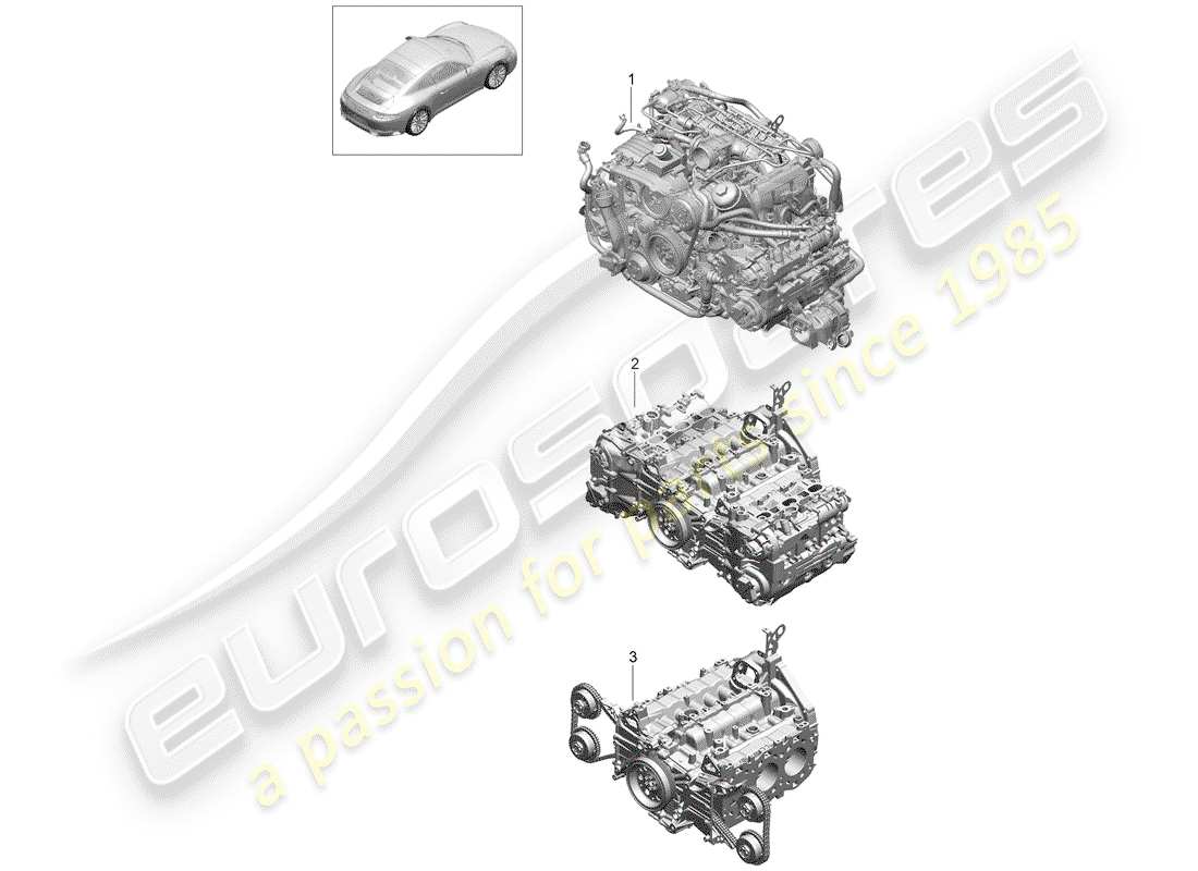 porsche 991 gen. 2 (2018) replacement engine part diagram