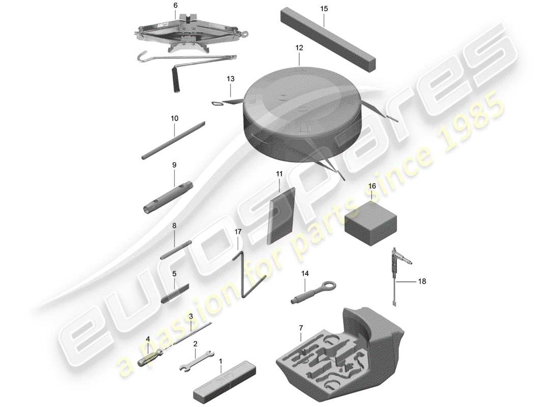 porsche 991 gen. 2 (2018) tool part diagram