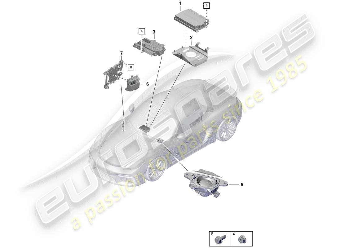 porsche boxster spyder (2020) amplifier part diagram