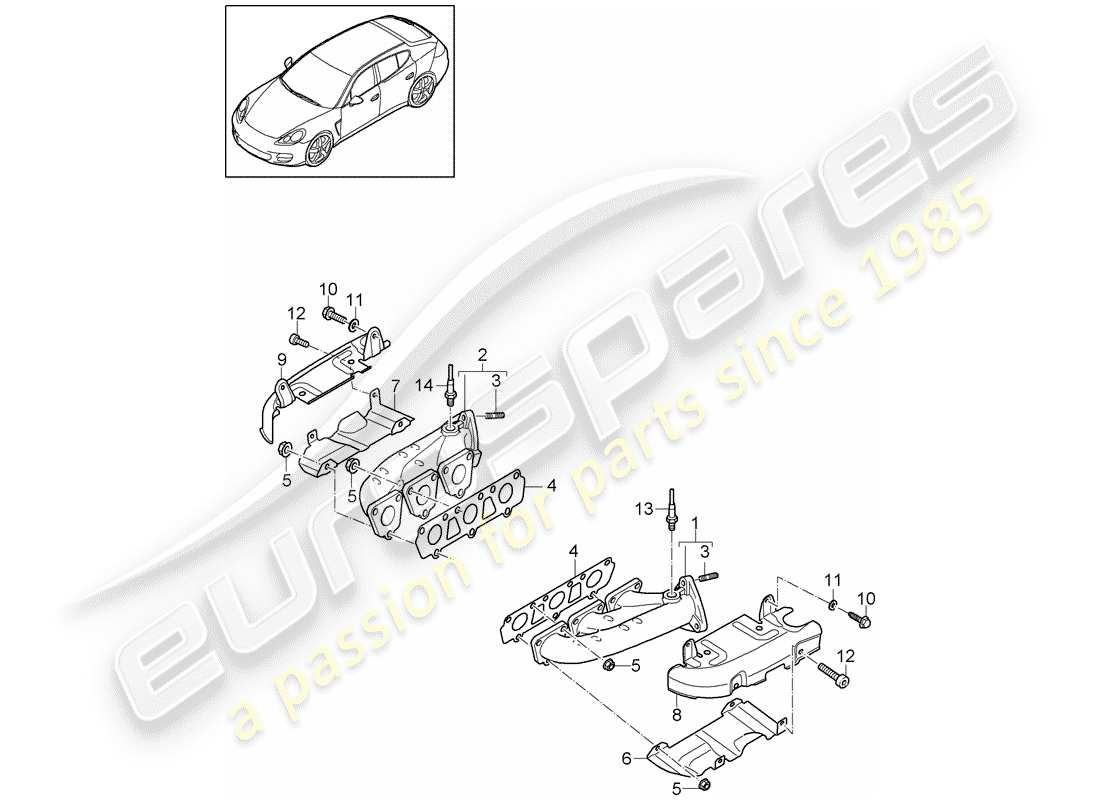 porsche panamera 970 (2011) exhaust system part diagram