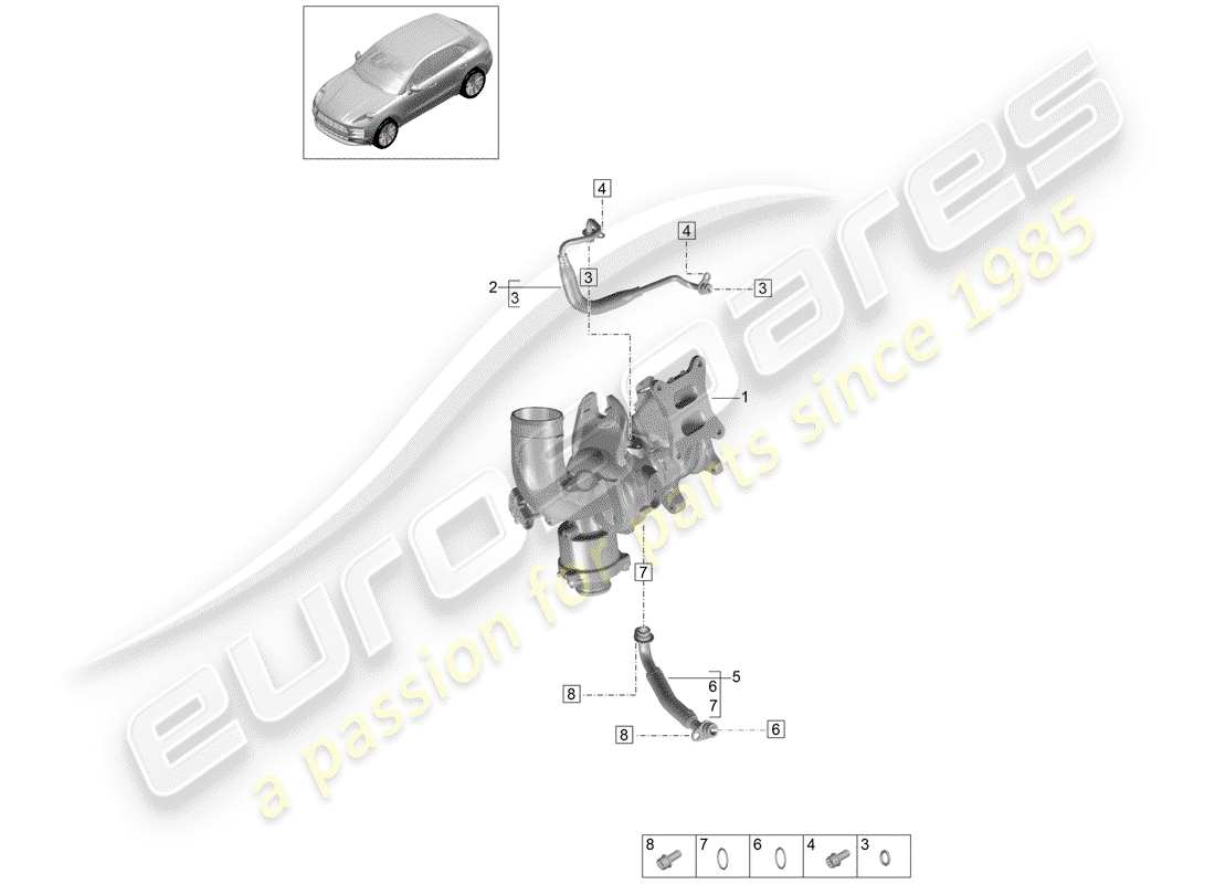 porsche macan (2020) oil pressure line part diagram