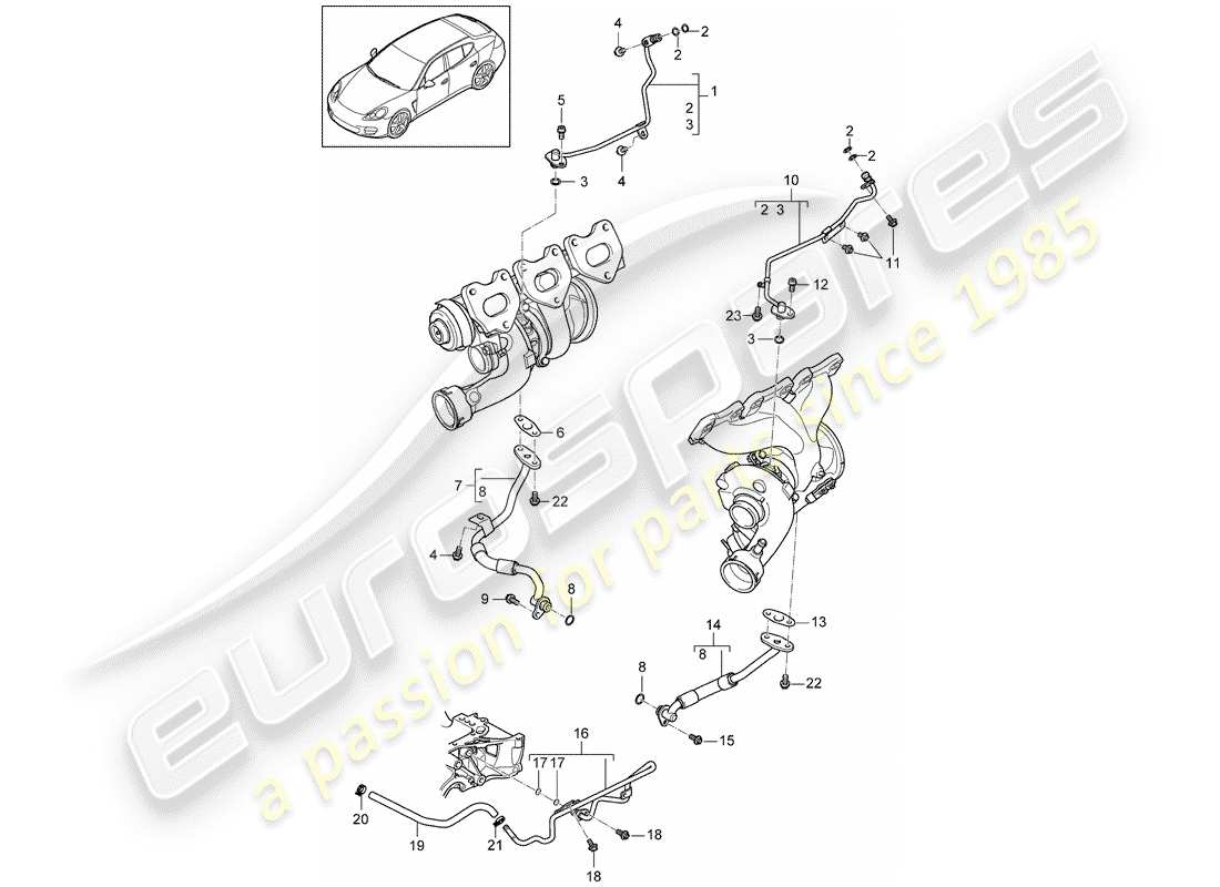 porsche panamera 970 (2010) oil pipe part diagram